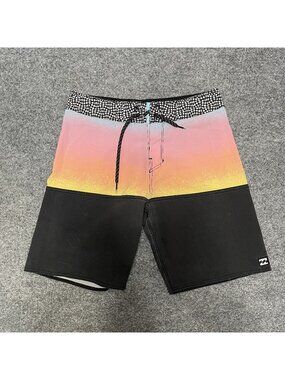 Billabong Fifty50 Pro Boys Swim Trunks Gradient Black Board Shorts Size 25